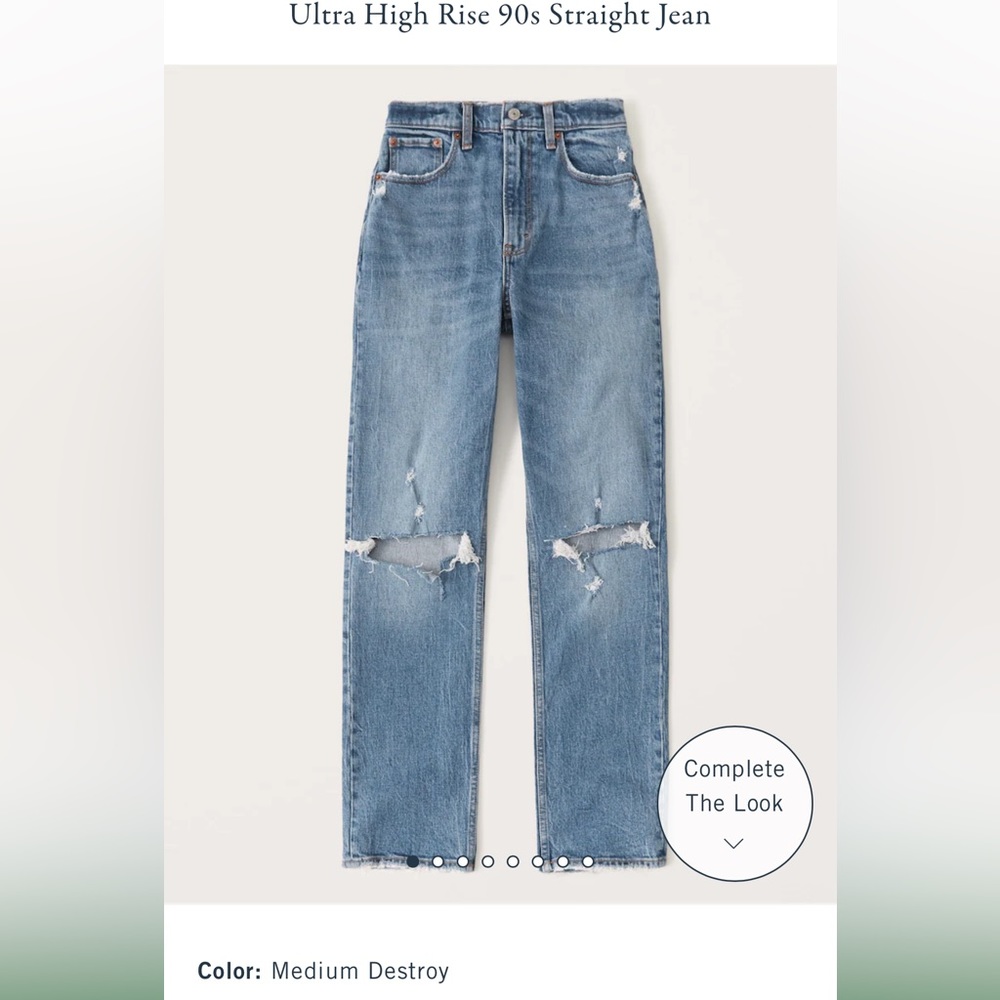 Abercrombie & Fitch Ultra High Rise 90s Straight Jean - medium destroy